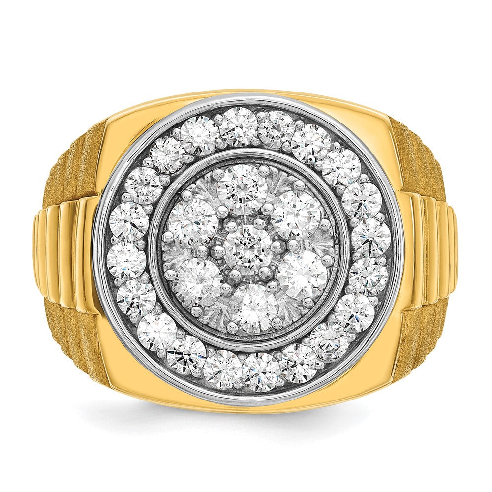 14k Two-Tone 1 7/8 Ct. Lab Grown Diamond VS/SI+ G+ Ribbed Men's Cluster Ring