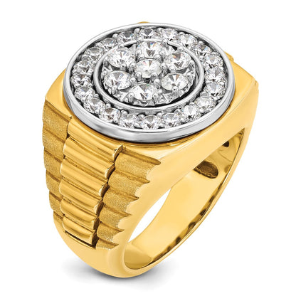 14k Two-Tone 1 7/8 Ct. Lab Grown Diamond VS/SI+ G+ Ribbed Men's Cluster Ring