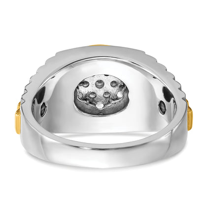 10K Two-Tone Ibgoodman 14K Men'S Polished Satin And Ribbed Round Cluster Ring Mounting