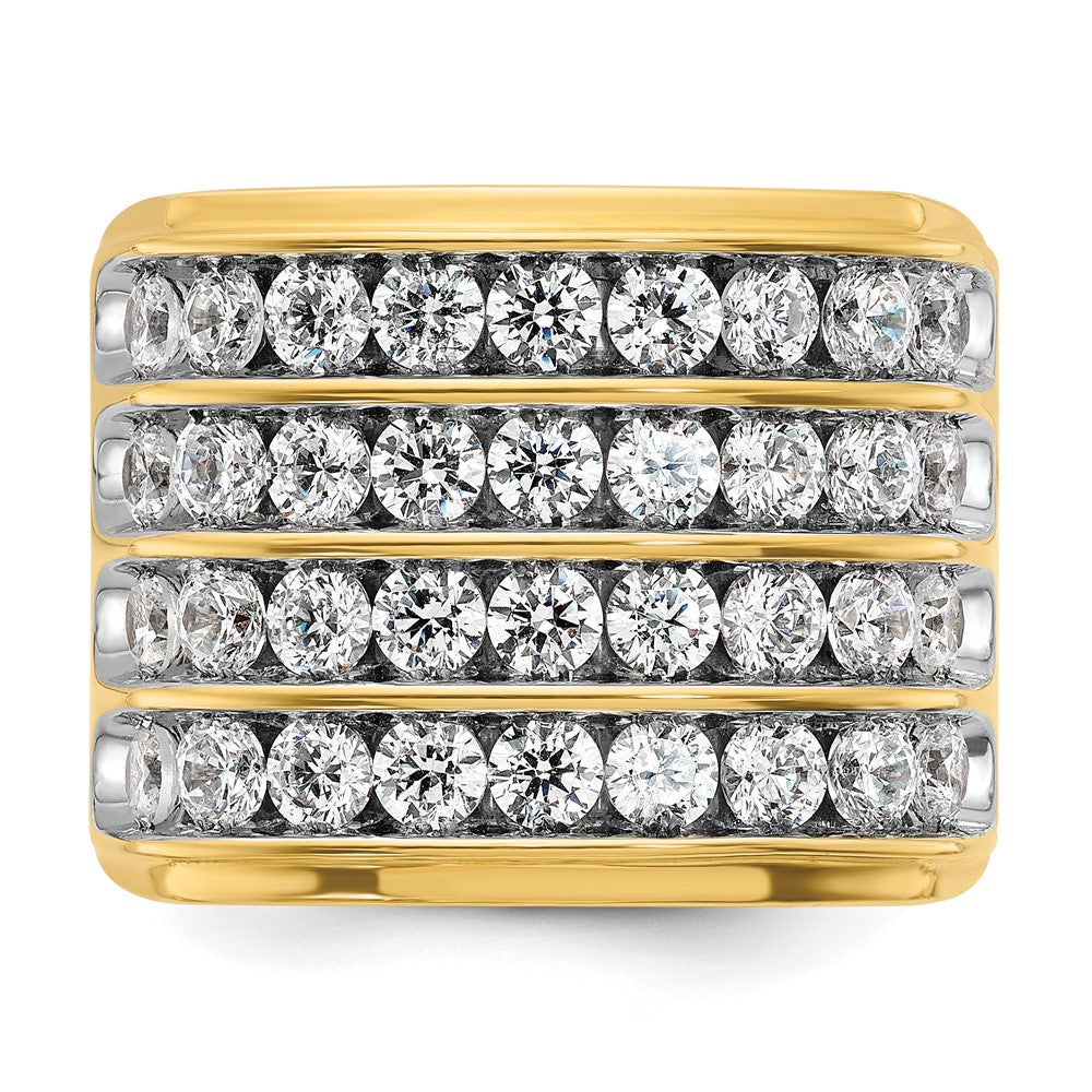 14K Yellow Gold Ibgoodman With White Rhodium 3 3/4 Carat Lab Grown Diamond Vs/Si+ G+ Complete Four Row Men'S Ring