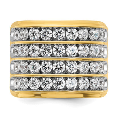14K Yellow Gold Ibgoodman With White Rhodium 3 3/4 Carat Lab Grown Diamond Vs/Si+ G+ Complete Four Row Men'S Ring