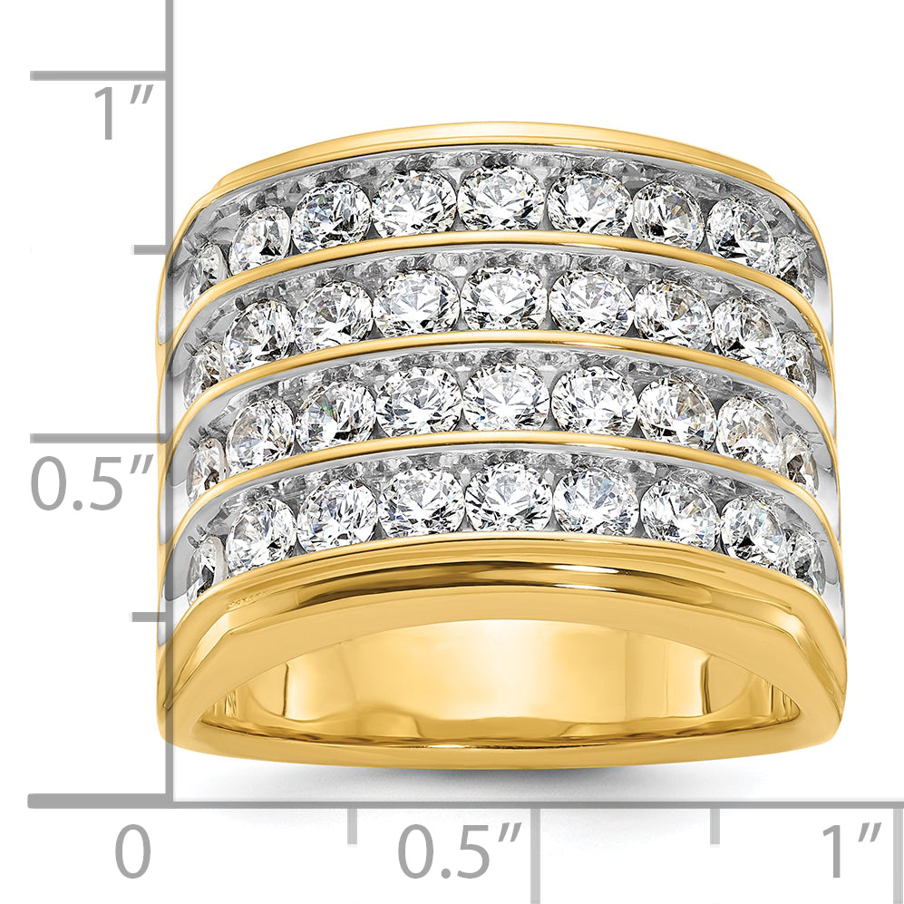 14k Yellow & Rhodium Gold Men's Four-row 3.6 carat Diamond Complete Ring