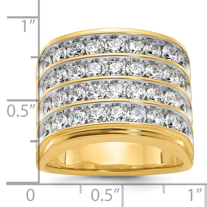 14k Yellow & Rhodium Gold Men's Four-row 3.6 carat Diamond Complete Ring