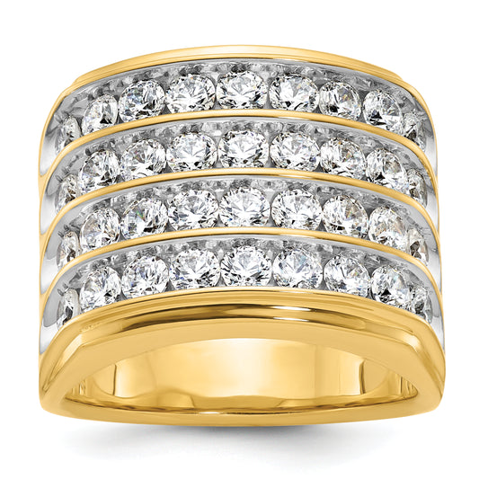 14K Yellow Gold Ibgoodman With White Rhodium 3 3/4 Carat Lab Grown Diamond Vs/Si+ G+ Complete Four Row Men'S Ring