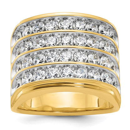 14K Yellow Gold Ibgoodman With White Rhodium 3 3/4 Carat Lab Grown Diamond Vs/Si+ G+ Complete Four Row Men'S Ring