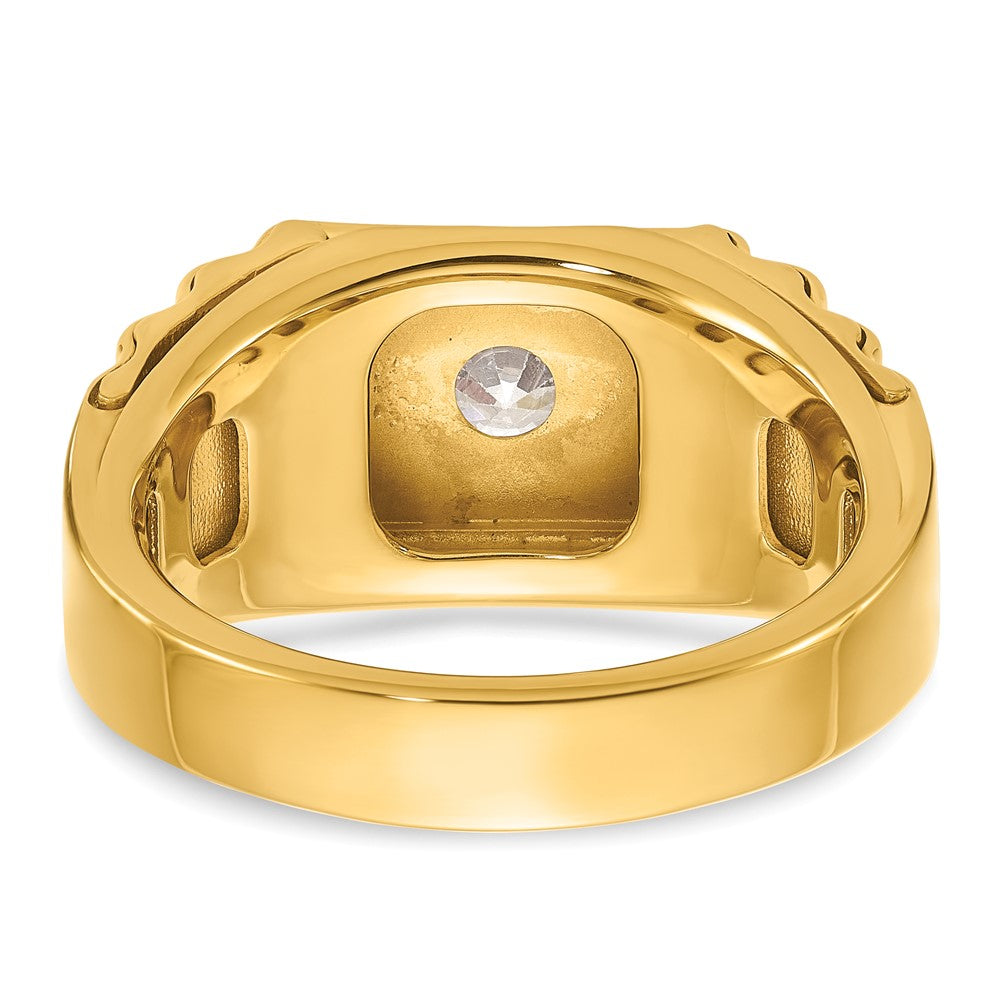 14k Two-Tone 1 Ct. Lab Grown Diamond VS/SI+ G+ Polished and Ribbed Complete Men's Ring
