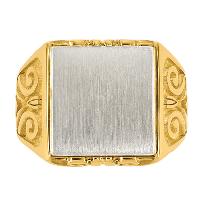 14K Two-Tone Gold Engravable Square Signet ring