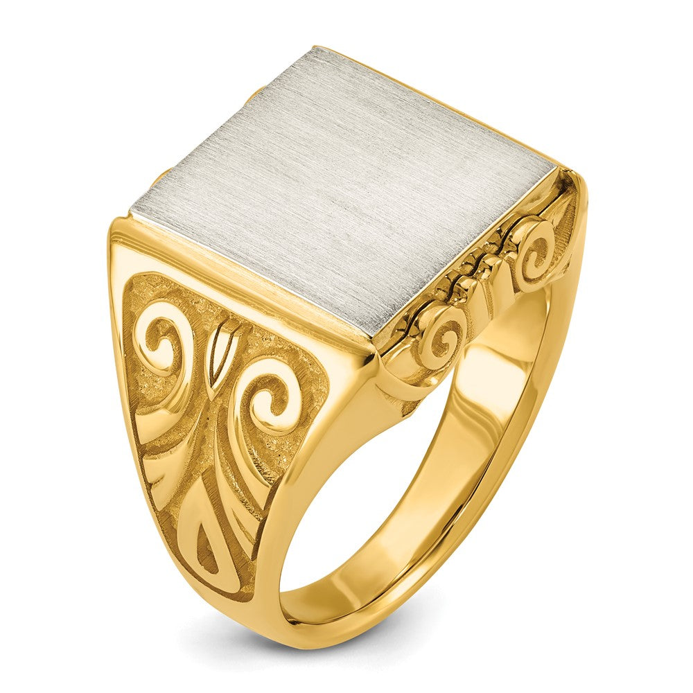 14K Two-Tone Gold Engravable Square Signet ring