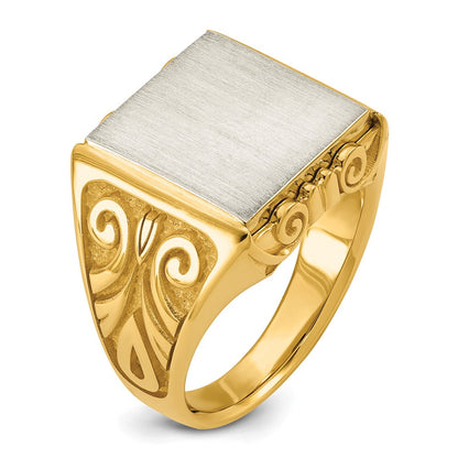 14K Two-Tone Gold Engravable Square Signet ring