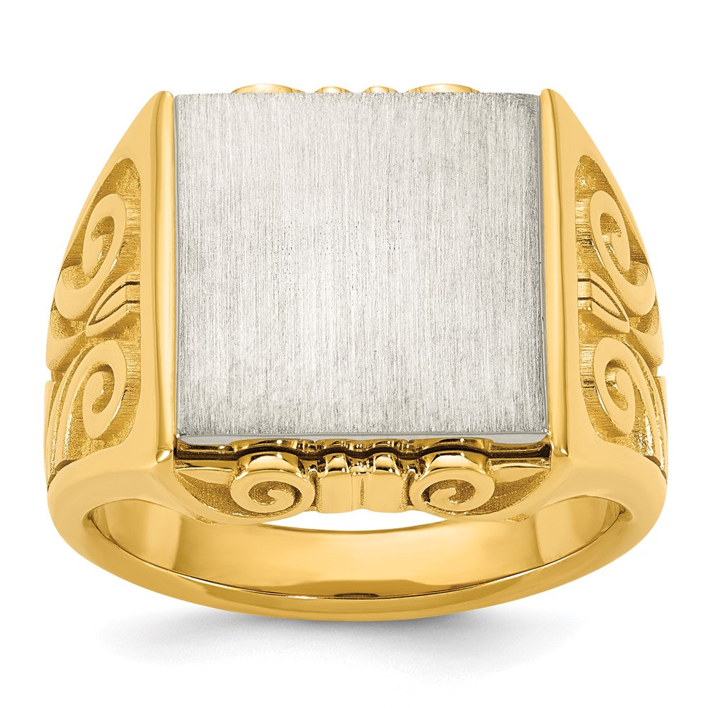 14K Two-Tone Gold Engravable Square Signet ring