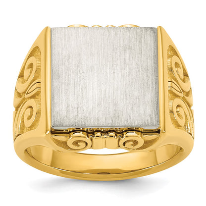 14K Two-Tone Gold Engravable Square Signet ring