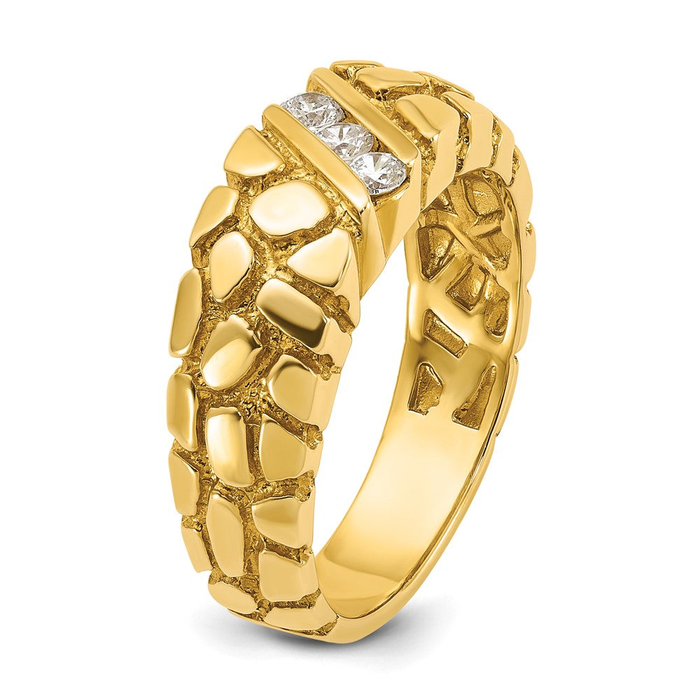 14k Yellow Gold Men's 1/4 carat Diamond Nugget Complete Ring