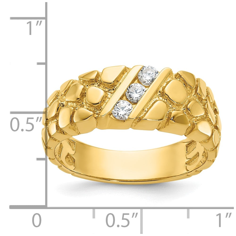 14k Yellow Gold Men's 1/4 carat Diamond Nugget Complete Ring