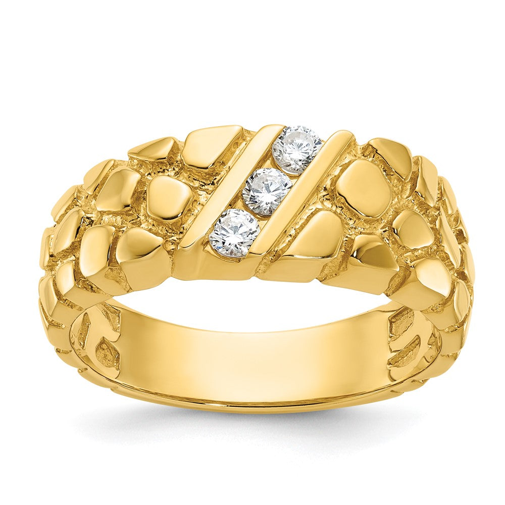 14k Yellow Gold Men's 1/4 carat Diamond Nugget Complete Ring