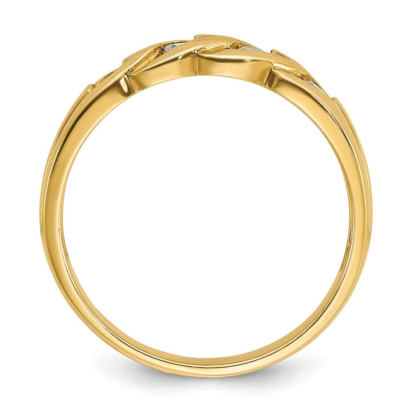 14k Yellow Gold Men's Link Design 1/4 carat Diamond Complete Ring