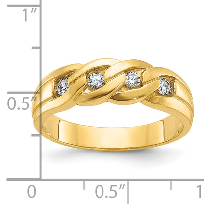 14k Yellow Gold Men's Link Design 1/4 carat Diamond Complete Ring