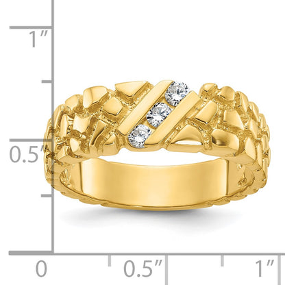 10K Yellow Gold Ibgoodman Men'S Diamond Nugget Complete Ring