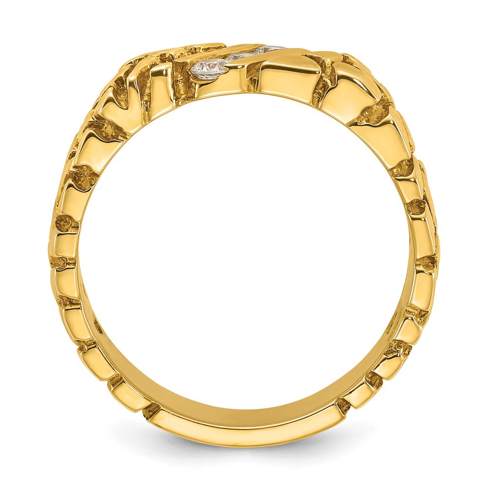 14k Yellow Gold Men's 1/4 carat Diamond Nugget Complete Ring