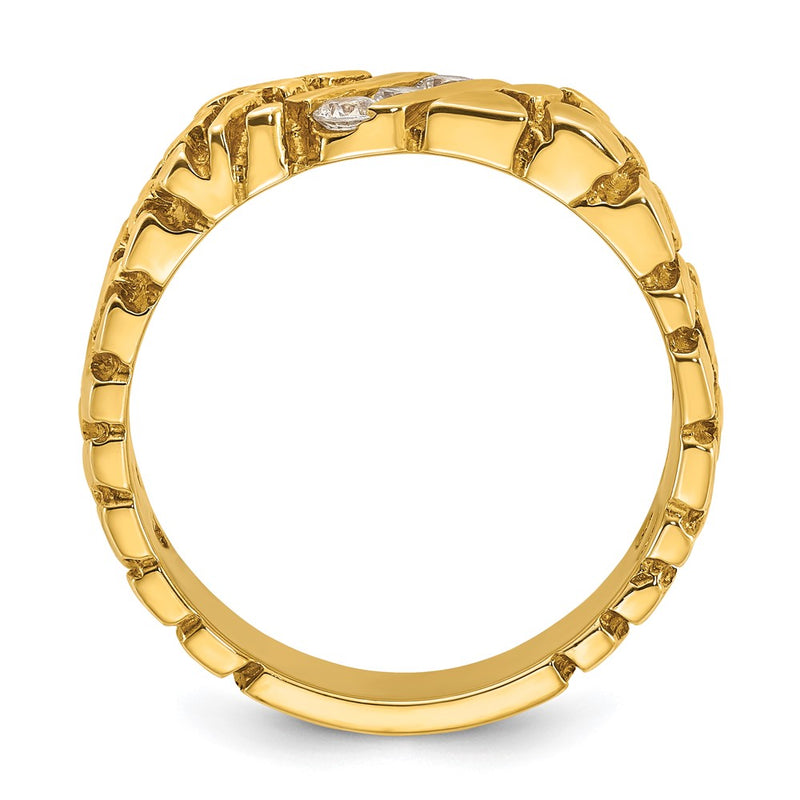 14k Yellow Gold Men's 1/4 carat Diamond Nugget Complete Ring