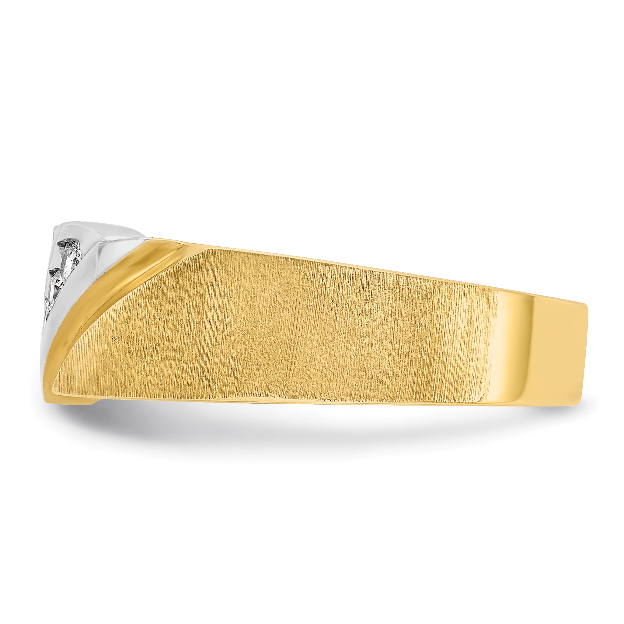 14k Two-tone Gold Men's Polished and Satin 1/4 carat Diamond Complete Ring