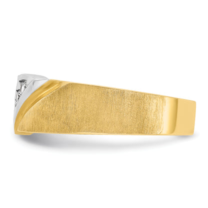 14k Two-tone Gold Men's Polished and Satin 1/4 carat Diamond Complete Ring