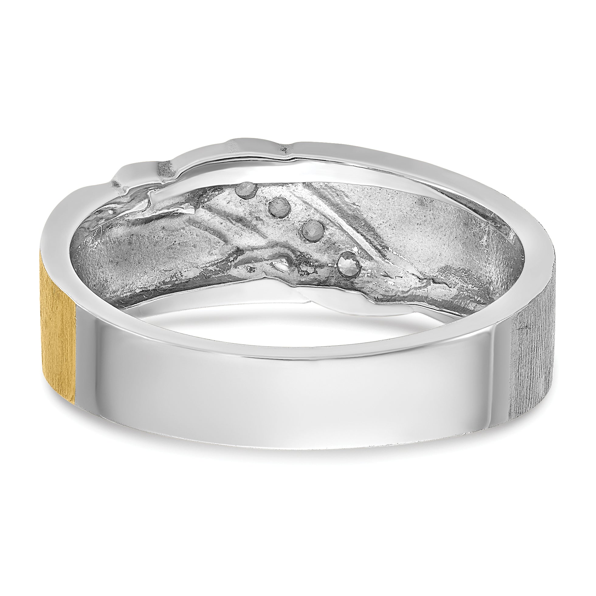 14k Two-tone Gold Men's Polished and Satin 1/4 carat Diamond Complete Ring