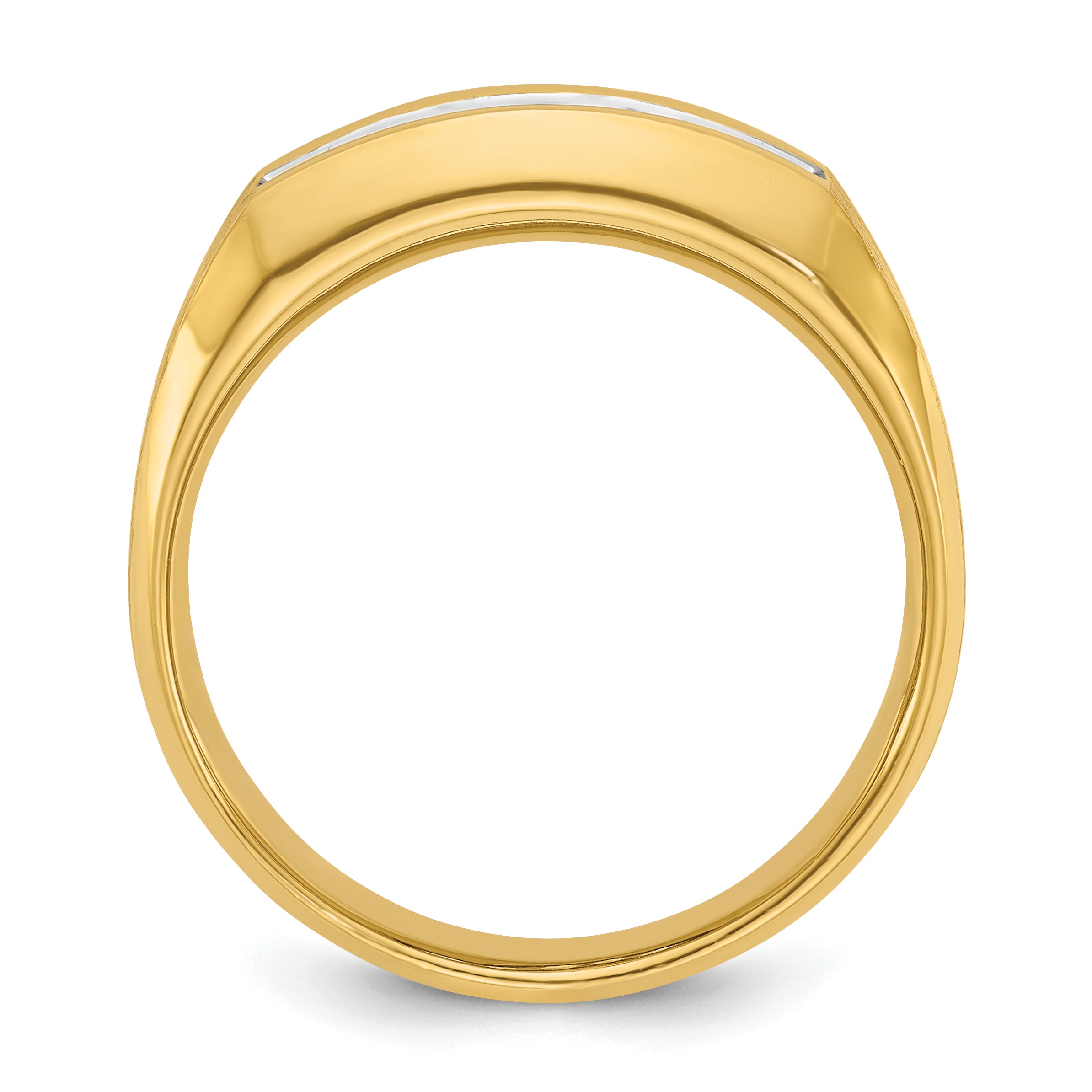 14k Yellow Gold Men's Polished and Satin 1/2 carat Diamond Complete Ring