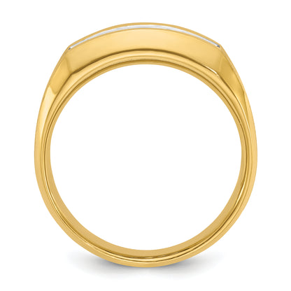 14k Yellow Gold Men's Polished and Satin 1/2 carat Diamond Complete Ring