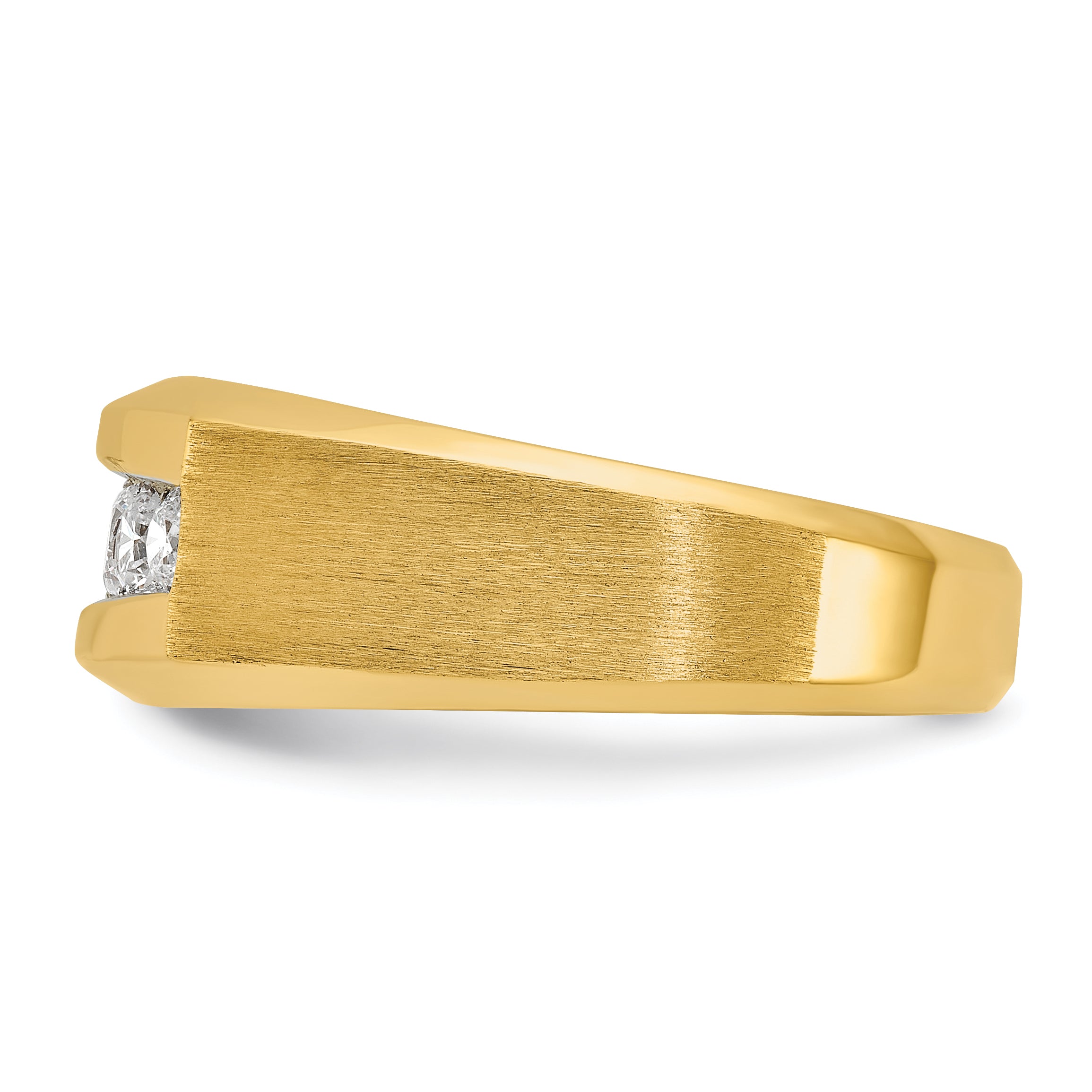 14k Yellow Gold Men's Polished and Satin 1/2 carat Diamond Complete Ring