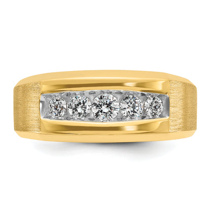 14k Yellow Gold Men's Polished and Satin 1/2 carat Diamond Complete Ring