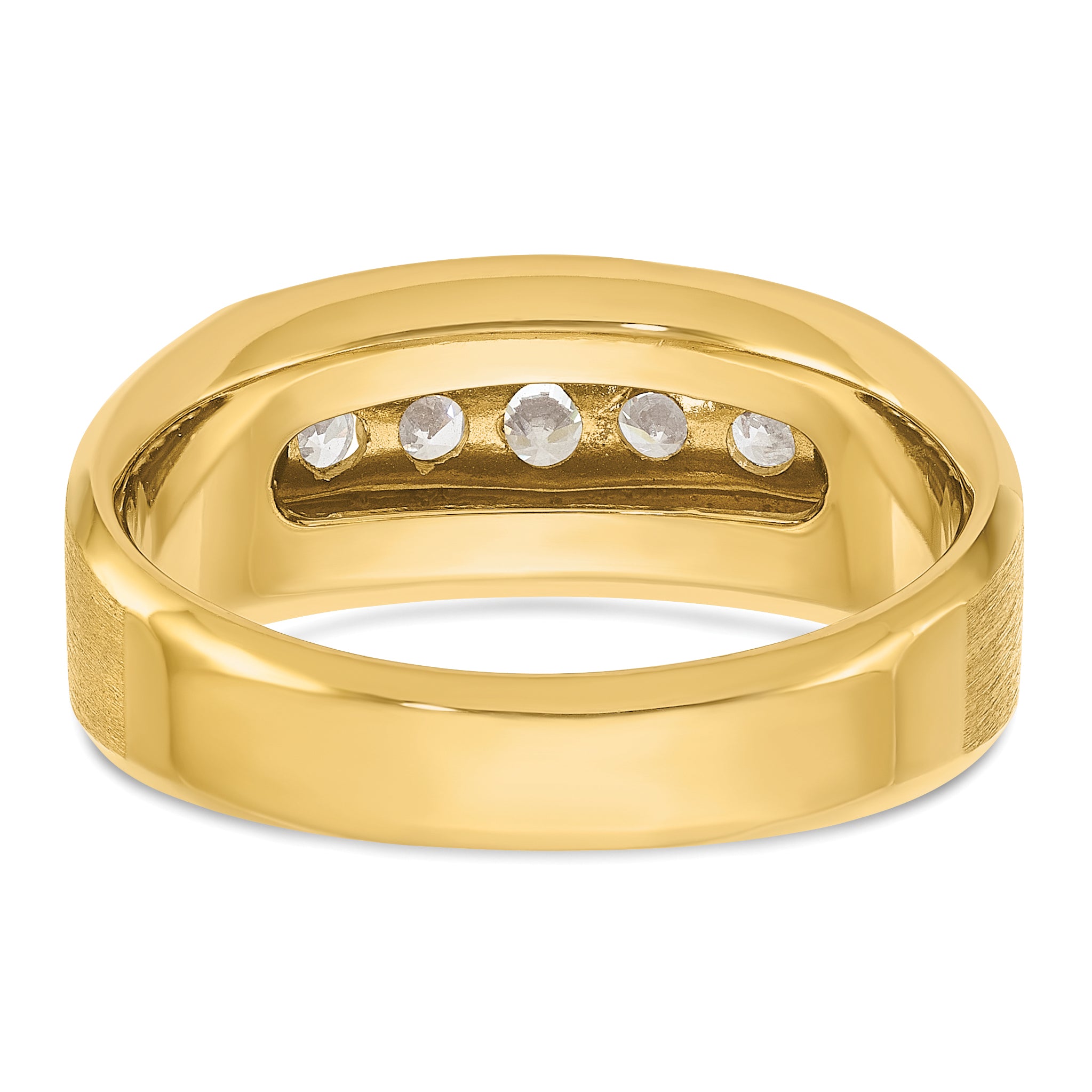14k Yellow Gold Men's Polished and Satin 1/2 carat Diamond Complete Ring