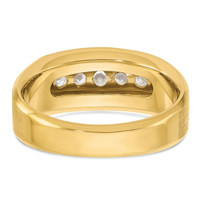 14k Yellow Gold Men's Polished and Satin 1/2 carat Diamond Complete Ring