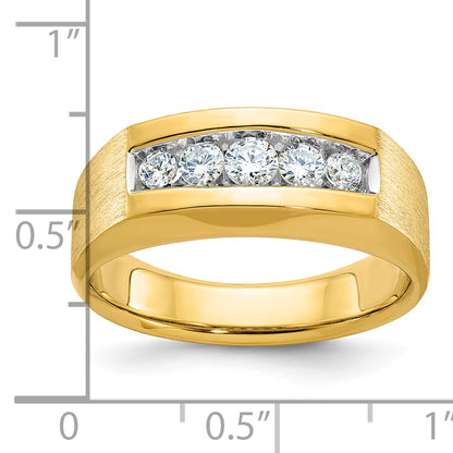 14k Yellow Gold Men's Polished and Satin 1/2 carat Diamond Complete Ring