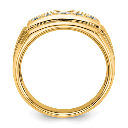 14k Yellow & Rhodium Gold Two-tone Gold Men's Polished and Satin Comfort-Fit 1/2 carat Diamond Complete Ring