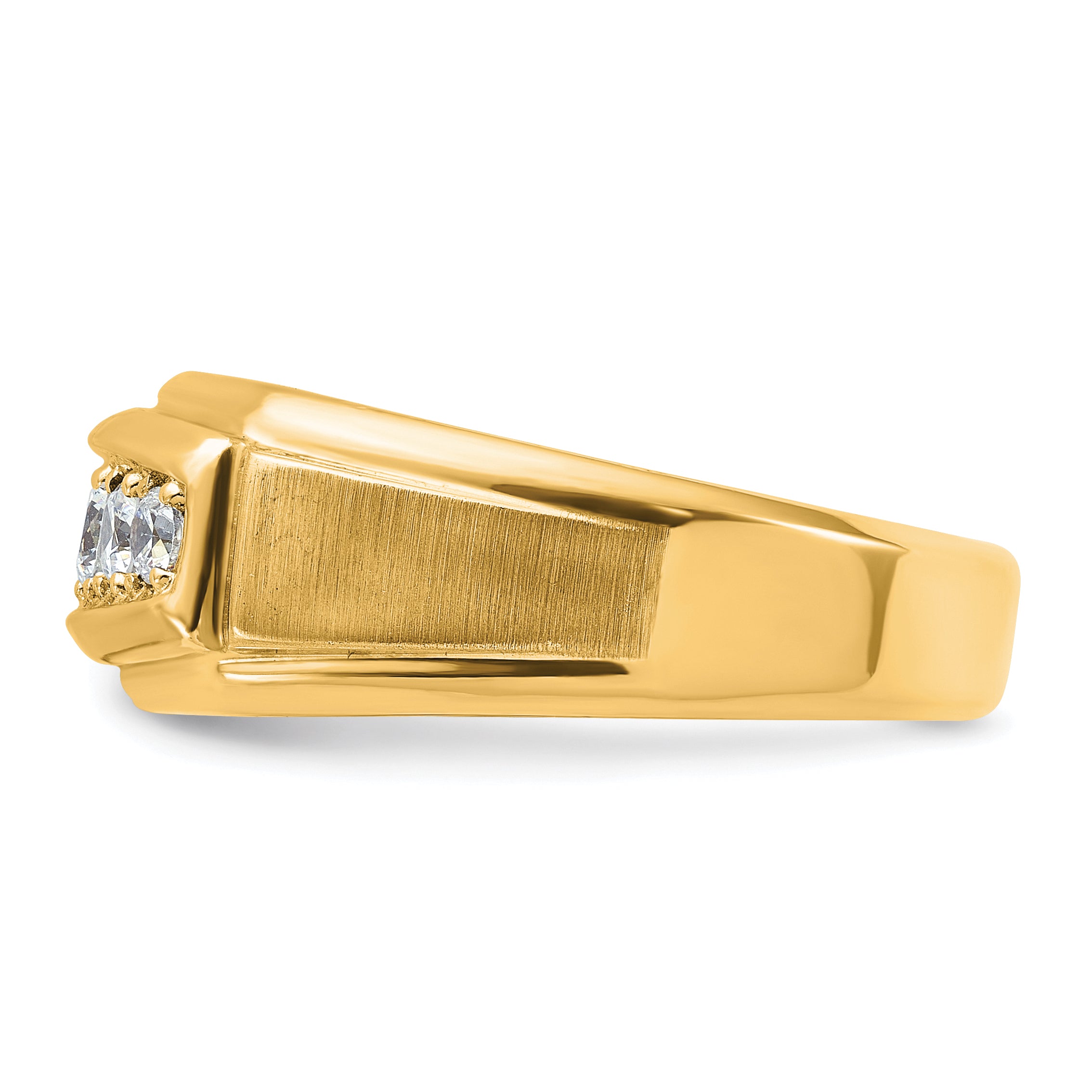 14k Yellow & Rhodium Gold Two-tone Gold Men's Polished and Satin Comfort-Fit 1/2 carat Diamond Complete Ring