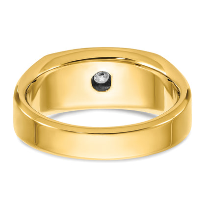 14k Yellow & Rhodium Gold Two-tone Gold Men's Polished and Satin Comfort-Fit 1/2 carat Diamond Complete Ring