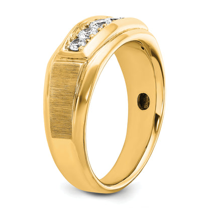 14k Yellow & Rhodium Gold Two-tone Gold Men's Polished and Satin Comfort-Fit 1/2 carat Diamond Complete Ring