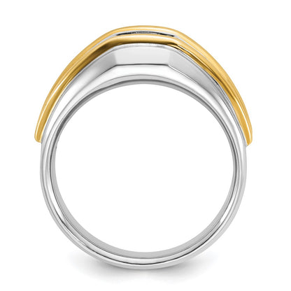 14k Two-tone  Two Tone 1/2 Ct. Lab Grown Diamond VS/SI+ G+ Complete Polished Men's Ring