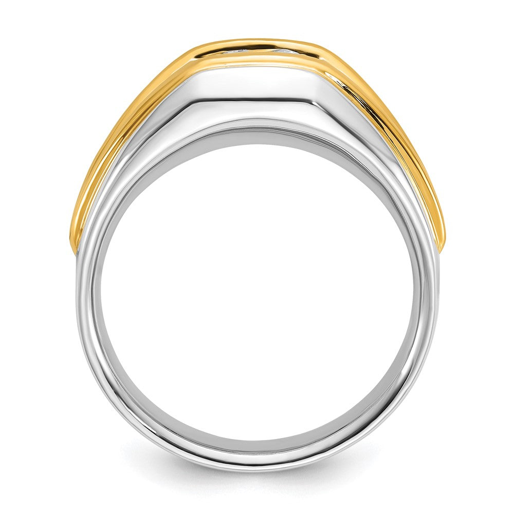 14k Two-tone Two Tone 1 Ct. Lab Grown Diamond VS/SI+ G+ Polished Men's Solitaire Ring