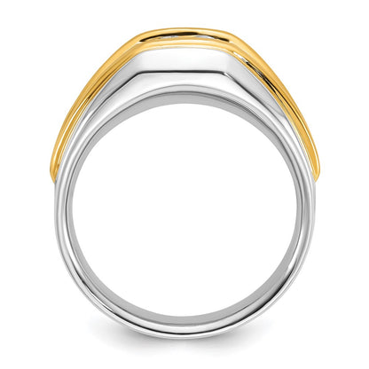 14k Two-tone Two Tone 1 Ct. Lab Grown Diamond VS/SI+ G+ Polished Men's Solitaire Ring