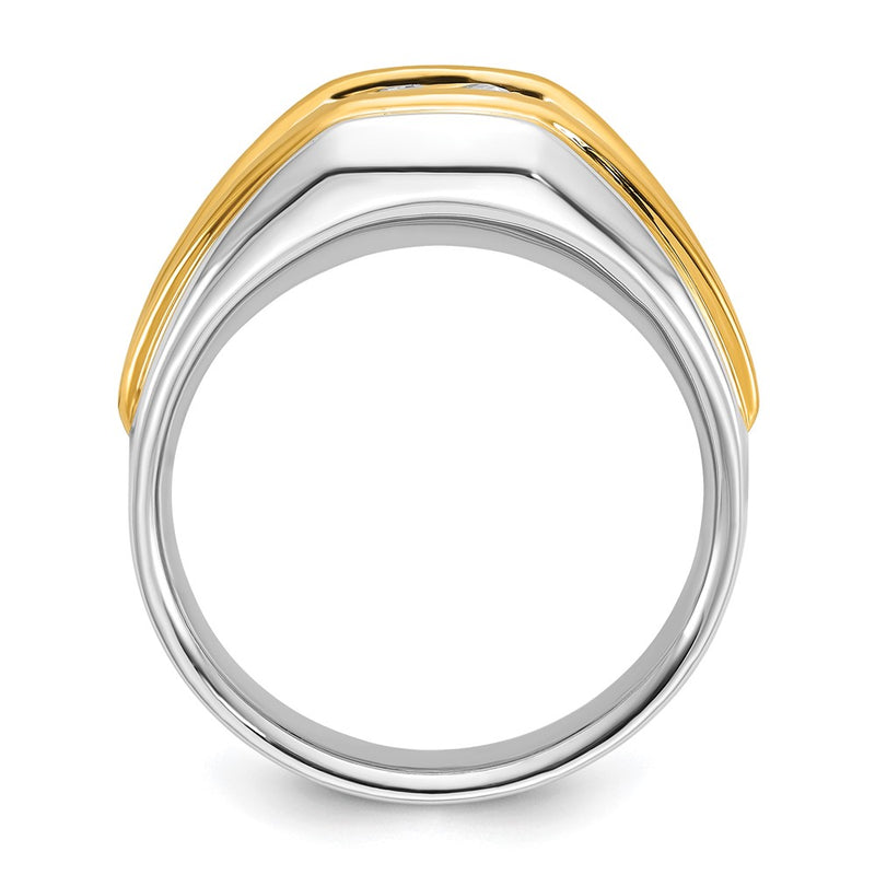 14k Two-tone Two Tone 1 Ct. Lab Grown Diamond VS/SI+ G+ Polished Men's Solitaire Ring