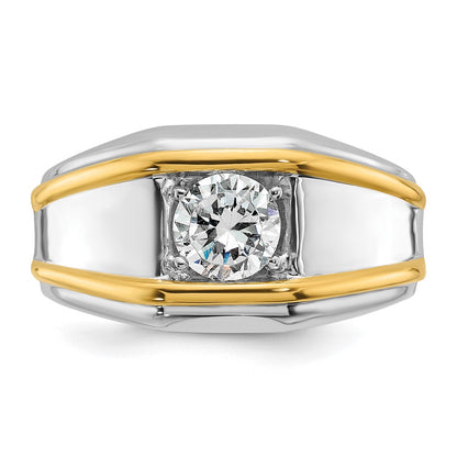 14k Two-tone Two Tone 1 Ct. Lab Grown Diamond VS/SI+ G+ Polished Men's Solitaire Ring