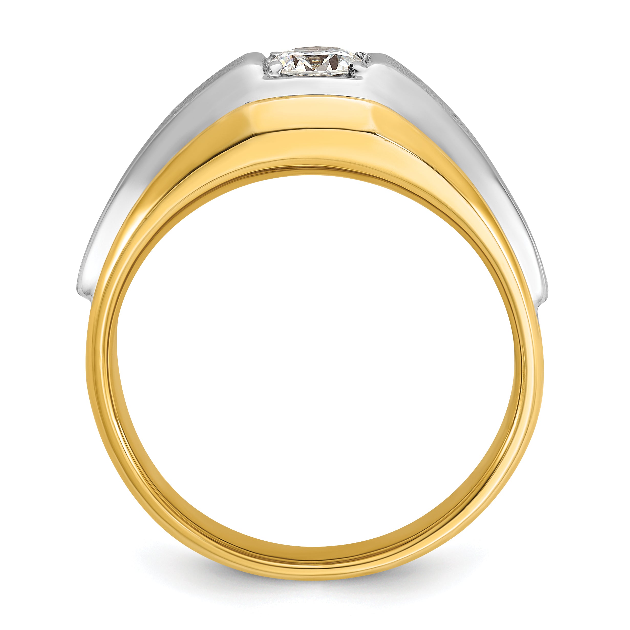 14k Two-tone Gold Men's Polished and Satin 3/8 carat Diamond Complete Ring
