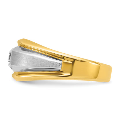 14k Two-tone Gold Men's Polished and Satin 3/8 carat Diamond Complete Ring