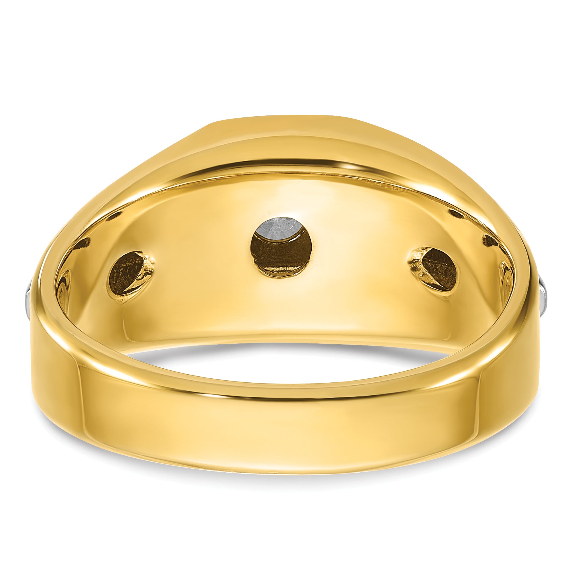 14k Two-tone Gold Men's Polished and Satin 3/8 carat Diamond Complete Ring