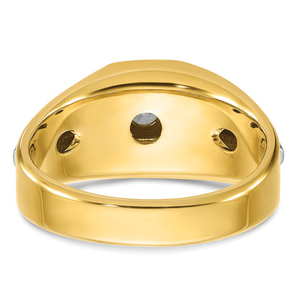 14k Two-tone Gold Men's Polished and Satin 3/8 carat Diamond Complete Ring