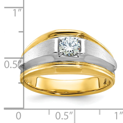 14k Two-tone Gold Men's Polished and Satin 3/8 carat Diamond Complete Ring