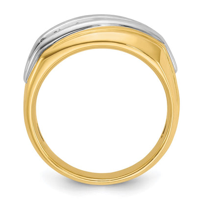 14k Two-tone Gold Men's 1/2 carat Diamond Complete Ring