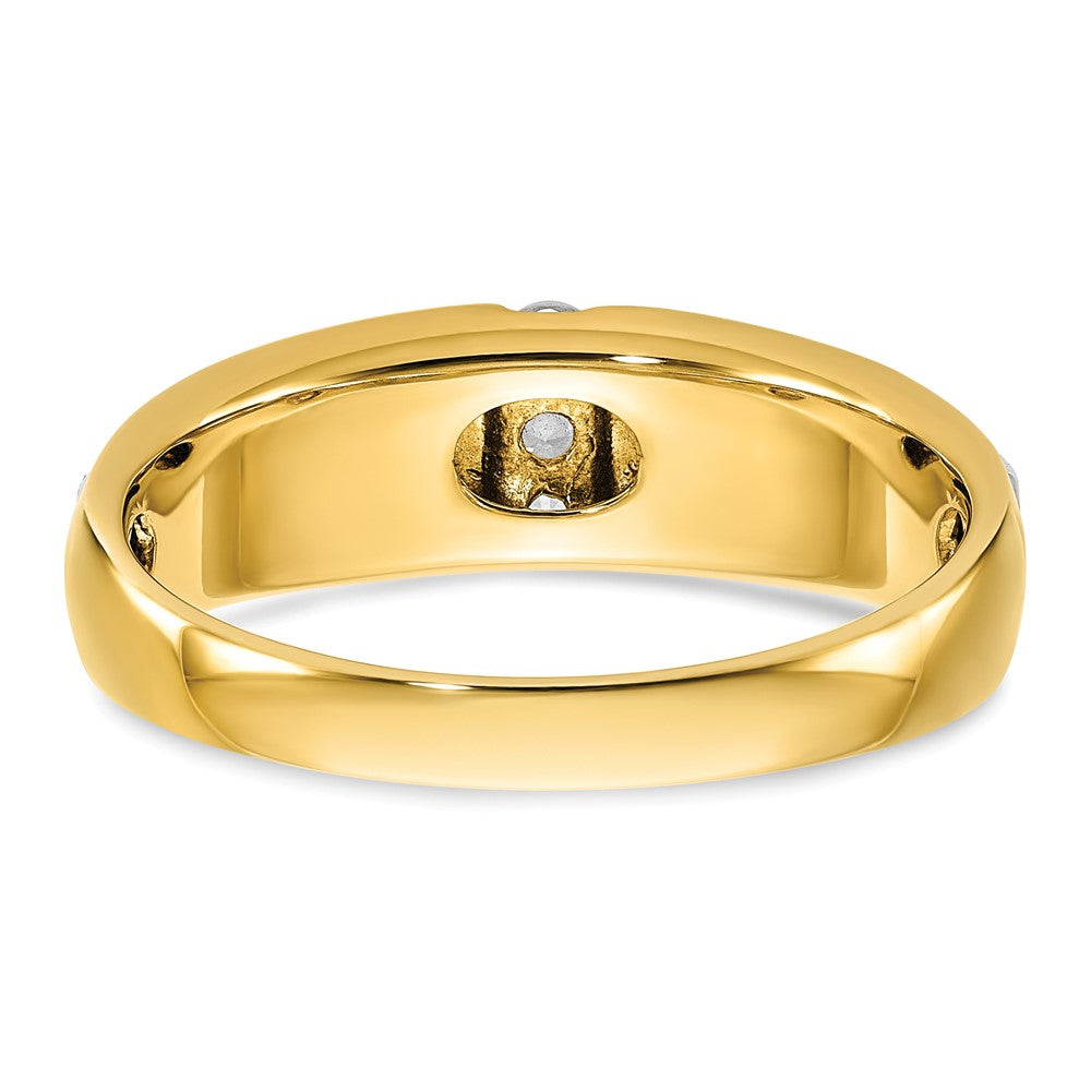 14K Two Tone Ibgoodman 1/8 Carat Lab Grown Diamond Vs/Si+ G+ Complete Polished And Satin Men'S Three Stone Ring