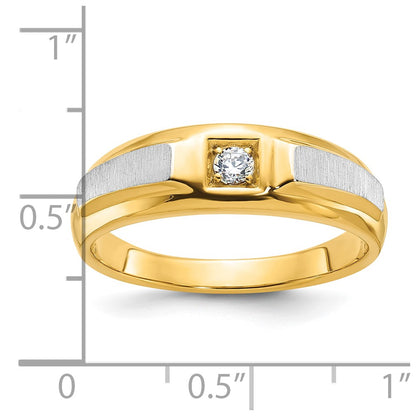 10K Two-Tone Ibgoodman Men'S Polished And Satin Diamond Complete Ring